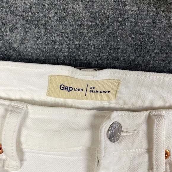 Gap 1969 Jeans Women's Size 26 Slim Crop White Cotton Blend Adults - Picture 7 of 10